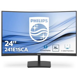 Philips E-line 241E1SCA - Monitor a LED - curvato - 24" (23.6" visualizzabile) - 1920 x 1080 Full HD (1080p) @ 75 Hz - VA - 250 cd/m² - 3000:1 - 4 ms - HDMI, VGA - altoparlanti - nero testurizzato