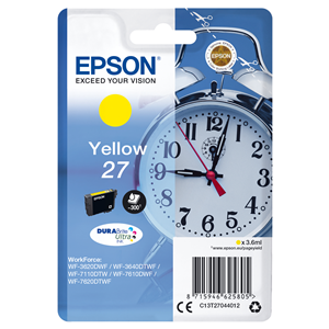 EPSON SUPPLIES Epson 27 - 3.6 ml - giallo - originale - cartuccia d'inchiostro - per WorkForce WF-3620, WF-3640, WF-7110, WF-7210, WF-7610, WF-7620, WF-7710, WF-7715, WF-7720