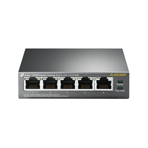 TP-Link TL-SG1005P - Switch - unmanaged - 4 x 10/100/1000 (PoE) + 1 x 10/100/1000 - desktop - PoE (56 W)