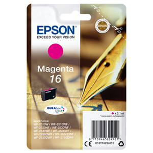 EPSON SUPPLIES Epson 16 - 3.1 ml - magenta - originale - cartuccia d'inchiostro - per WorkForce WF-2010, 2510, 2520, 2530, 2540, 2630, 2650, 2660, 2750, 2760