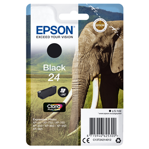 EPSON SUPPLIES Epson 24 - 5.1 ml - nero - originale - cartuccia d'inchiostro - per Expression Photo XP-55, 750, 760, 850, 860, 950, 960, 970, Expression Premium XP-750, 850