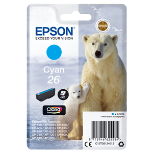 EPSON SUPPLIES Epson 26 - 4.5 ml - ciano - originale - blister - cartuccia d'inchiostro - per Expression Premium XP-510, 520, 600, 605, 610, 615, 620, 625, 700, 710, 720, 800, 810, 820