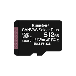 Kingston Canvas Select Plus - Scheda di memoria flash - 512 GB - A1 / Video Class V30 / UHS Class 3 / Class10 - UHS-I SDXC
