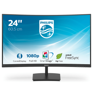 Philips E-line 241E1SC - Monitor a LED - curvato - 24" (23.6" visualizzabile) - 1920 x 1080 Full HD (1080p) @ 75 Hz - VA - 240 cd/m² - 3000:1 - 4 ms - HDMI, VGA - nero testurizzato