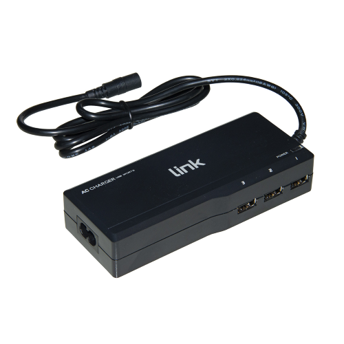 LKAD90WA - Link - LINK ALIMENTATORE UNIVERSALE PER NOTEBOOK 90 WATT 4,5A  MAX, REGOLAZIONE AUTOMATICA 15-20 VOLT CON 11 SPINE E 3 PORTE USB PER  RICARICA 5 VOLT 2,4 A 