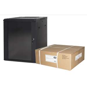 LINK ARMADIO RACK 19" 9 UNITA' DA MURO A) 500 x (L) 600 x (P) 450 NERO DISASSEMBLATO PORTA VETRO