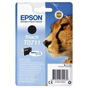 EPSON SUPPLIES Epson T0711 - 7 ml - nero - originale - cartuccia d'inchiostro - per Stylus DX9400, SX115, SX210, SX215, SX218, SX415, SX515, SX610, Stylus Office BX310, BX610