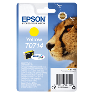 EPSON SUPPLIES Epson T0714 - 5.5 ml - giallo - originale - cartuccia d'inchiostro - per Stylus DX9400, SX115, SX210, SX215, SX218, SX415, SX515, SX610, Stylus Office BX310, BX610