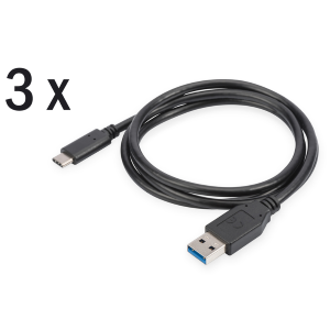 DIGITUS CONFEZIONE 3 CAVI USB 2.0 TIPO-C USB - A M/M, 1.0 MT 3A, 480 MB NERO