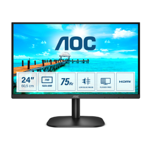AOC 24B2XHM2 - B2 Series - monitor a LED - 24" (23.8" visualizzabile) - 1920 x 1080 Full HD (1080p) @ 75 Hz - VA - 250 cd/m² - 3000:1 - 4 ms - HDMI, VGA - nero
