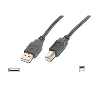 DIGITUS CAVO USB 2.0 CONNETTORI 1 X A MASCHIO - 1 X B MASCHIO MT. 3 COLORE NERO