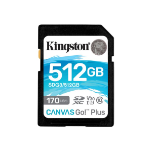 Kingston Canvas Go! Plus - Scheda di memoria flash - 512 GB - Video Class V30 / UHS-I U3 / Class10 - UHS-I SDXC