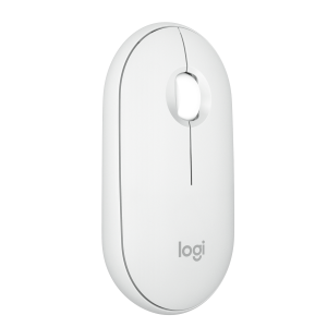 Logitech Pebble Mouse 2 M350s - Mouse - ottica - 3 pulsanti - senza fili - Bluetooth 5.2 LE - tonal white