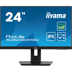 iiyama ProLite XUB2463HSU-B1 - Monitor a LED - 24" (23.8" visualizzabile) - 1920 x 1080 Full HD (1080p) @ 100 Hz - IPS - 250 cd/m² - 1300:1 - 3 ms - HDMI, DisplayPort - altoparlanti - nero, opaco