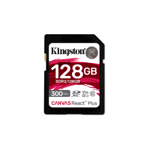 Kingston Canvas React Plus - Scheda di memoria flash - 128 GB - Video Class V90 / UHS-II U3 / Class10 - UHS-II SDXC