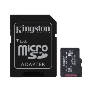 Kingston Industrial - Scheda di memoria flash (adattatore microSDHC per SD in dotazione) - 16 GB - A1 / Video Class V30 / UHS-I U3 / Class10 - UHS-I microSDHC