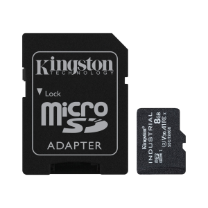 Kingston Industrial - Scheda di memoria flash (adattatore microSDHC per SD in dotazione) - 8 GB - A1 / Video Class V30 / UHS-I U3 / Class10 - UHS-I microSDHC