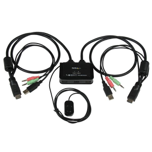 StarTech.com Switch KVM cavo HDMI USB 2 porte con audio e switch remoto - Alimentazione USB - Switch KVM / audio - 2 x KVM / audio - 1 utente locale - desktop