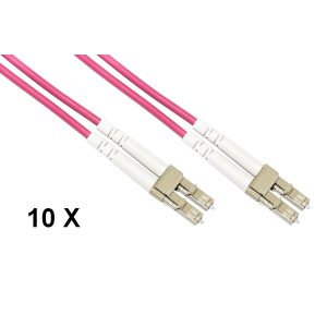 LINK CONFEZIONE 10 CAVO FIBRA OTTICA LC A LC MULTIMODE DUPLEX OM4 GUAINA 2 MM 50/125 MT.1