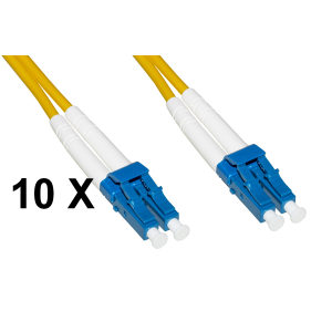 LINK CONFEZIONE 10 CAVI FIBRA OTTICA LC A LC SINGLEMODE DUPLEX OS2 GUAINA 2 MM 9/125 MT.2