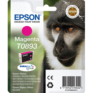 EPSON SUPPLIES T0893 Cartuccia inchiostro a pigmenti magenta EPSON DURABrite Ultra, nella nuova confezione blister RS