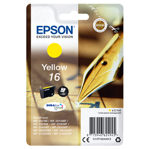 EPSON SUPPLIES Epson 16 - 3.1 ml - giallo - originale - cartuccia d'inchiostro - per WorkForce WF-2010, WF-2510, WF-2520, WF-2530, WF-2540, WF-2630, WF-2650, WF-2660, WF-2750